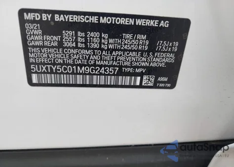 2021 BMW X3 xDrive30I from USA, damaged, VIN 5UXTY5C01M9G24357